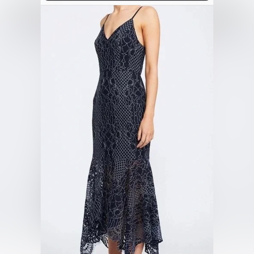 Shona Joy lace navy dress SZ 2